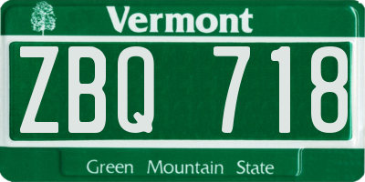 VT license plate ZBQ718