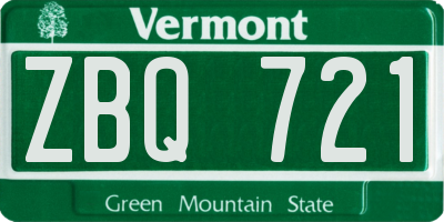 VT license plate ZBQ721