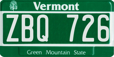 VT license plate ZBQ726