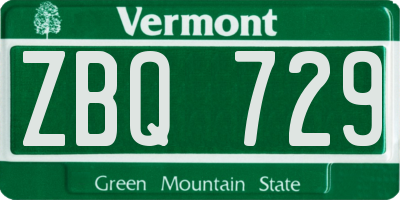 VT license plate ZBQ729