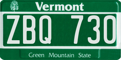VT license plate ZBQ730
