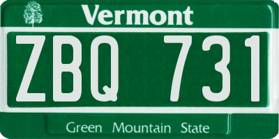 VT license plate ZBQ731