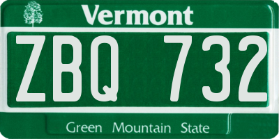 VT license plate ZBQ732