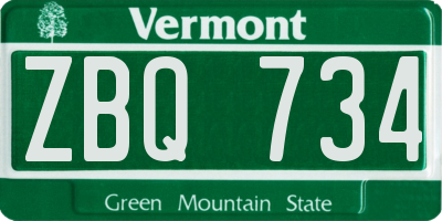 VT license plate ZBQ734