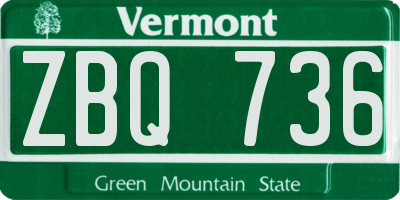 VT license plate ZBQ736