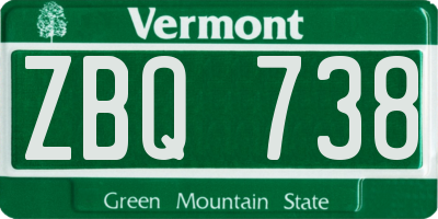 VT license plate ZBQ738