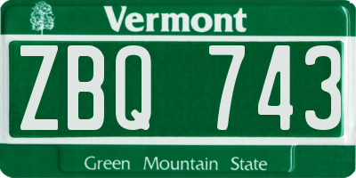 VT license plate ZBQ743