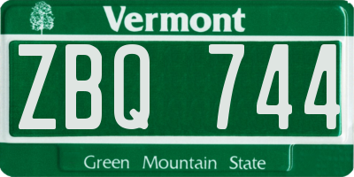VT license plate ZBQ744