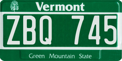 VT license plate ZBQ745