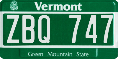 VT license plate ZBQ747