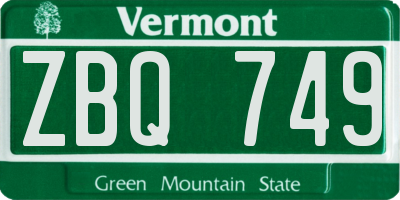 VT license plate ZBQ749