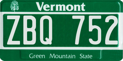 VT license plate ZBQ752