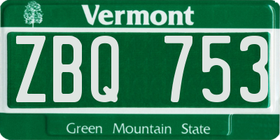 VT license plate ZBQ753