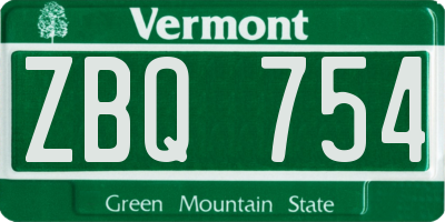 VT license plate ZBQ754