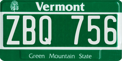 VT license plate ZBQ756