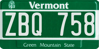 VT license plate ZBQ758