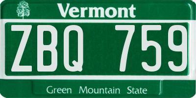 VT license plate ZBQ759
