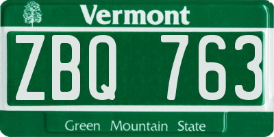 VT license plate ZBQ763