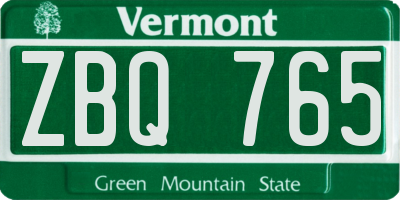 VT license plate ZBQ765