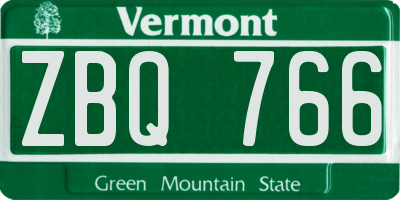 VT license plate ZBQ766