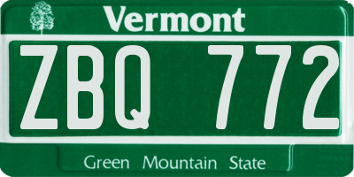VT license plate ZBQ772