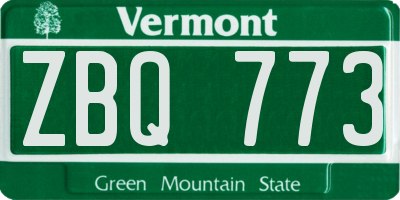 VT license plate ZBQ773
