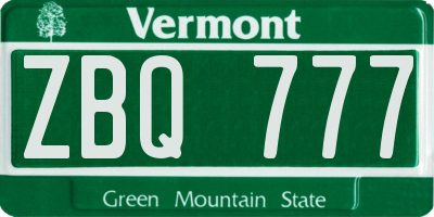 VT license plate ZBQ777