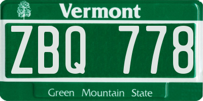 VT license plate ZBQ778