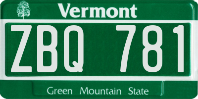 VT license plate ZBQ781