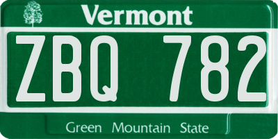 VT license plate ZBQ782