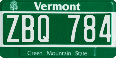 VT license plate ZBQ784