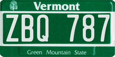 VT license plate ZBQ787