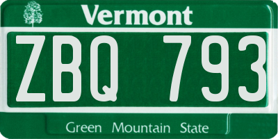 VT license plate ZBQ793