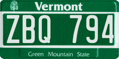 VT license plate ZBQ794