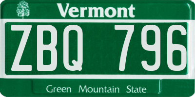 VT license plate ZBQ796