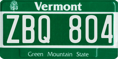 VT license plate ZBQ804