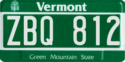 VT license plate ZBQ812