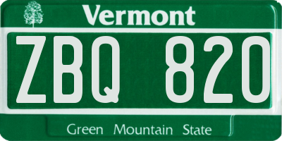 VT license plate ZBQ820