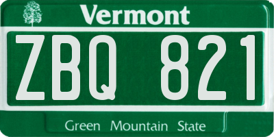 VT license plate ZBQ821