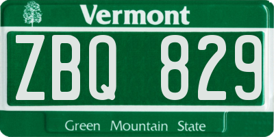 VT license plate ZBQ829