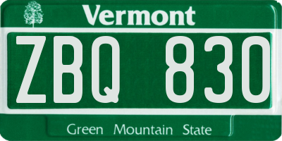 VT license plate ZBQ830