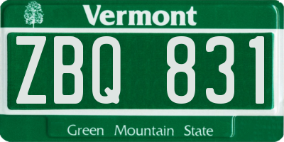 VT license plate ZBQ831