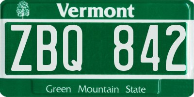 VT license plate ZBQ842