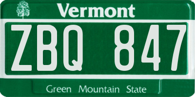 VT license plate ZBQ847