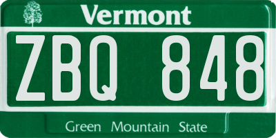 VT license plate ZBQ848