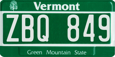 VT license plate ZBQ849