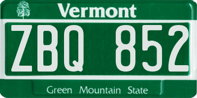 VT license plate ZBQ852