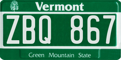 VT license plate ZBQ867