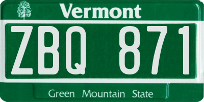 VT license plate ZBQ871