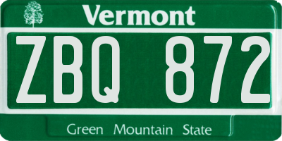VT license plate ZBQ872
